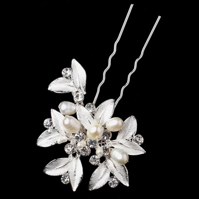 Madden Luxury Bridal Pin: Brushed Leaves, Crystals & Pearls